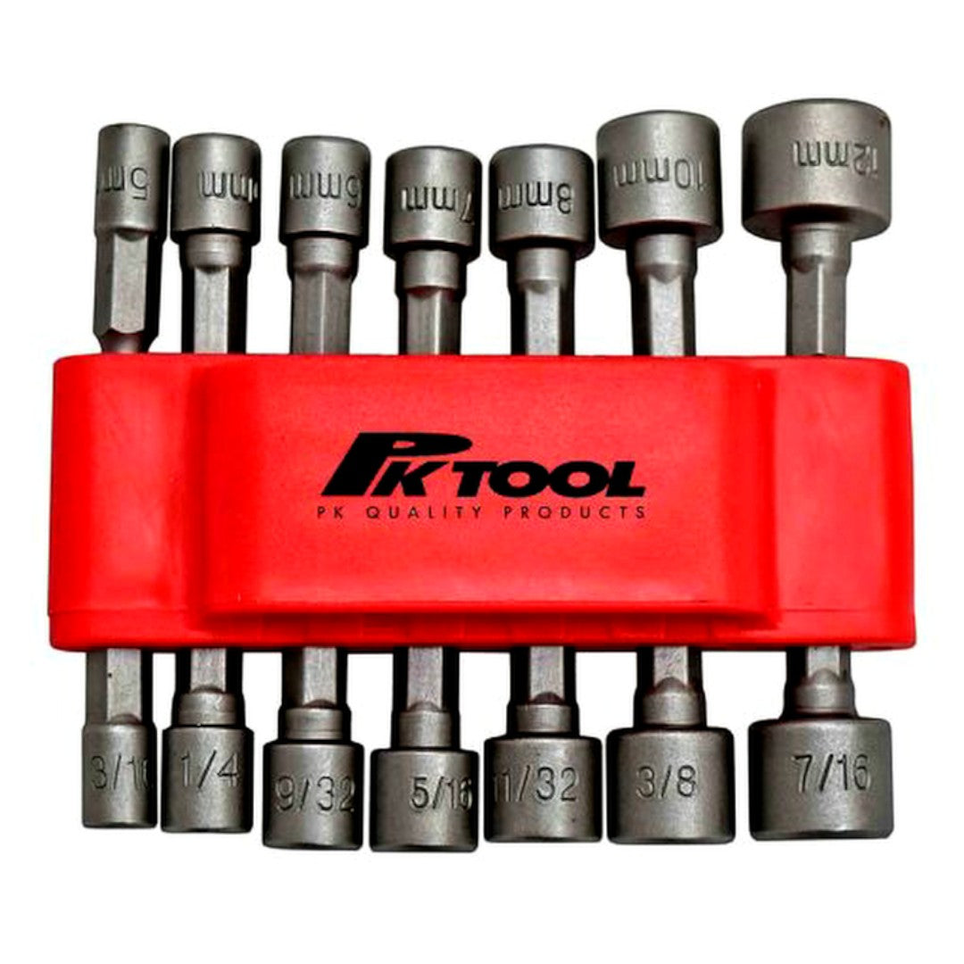 PKTool PT10808 - Nut Driver Set - Metric/AF 1/4" Hex Drive - 14 Piece