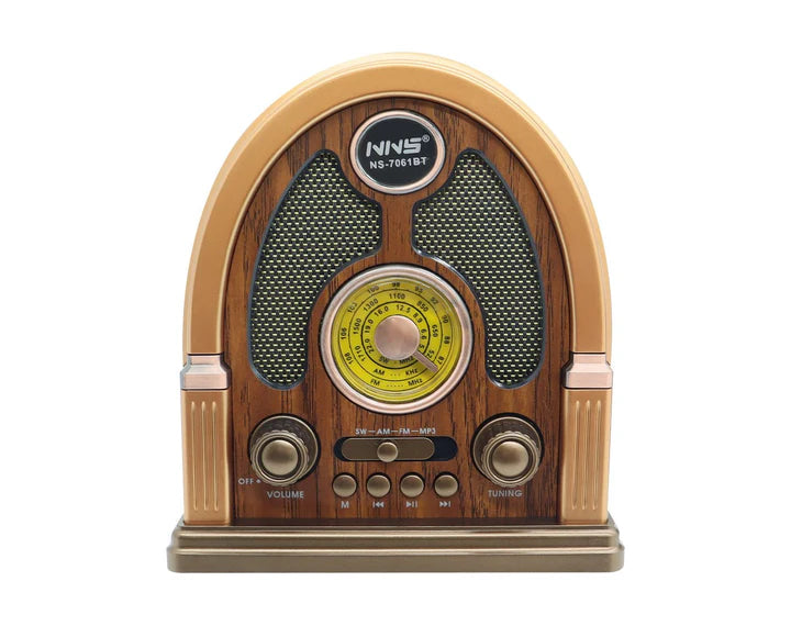 Portable Radio Retro Bluetooth Speaker AM FM SW Dark Brown NS-7061BT-DB