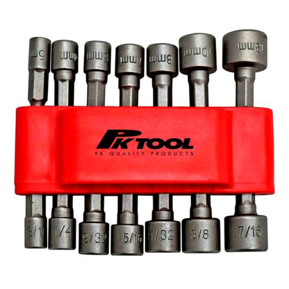 PKTool PT10808 - Nut Driver Set - Metric/AF 1/4" Hex Drive - 14 Piece