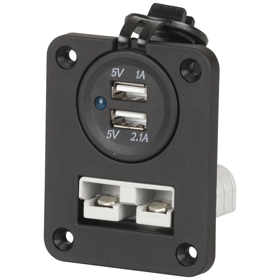 MM FLUSH MOUNT 50A PLUG & TWIN USB