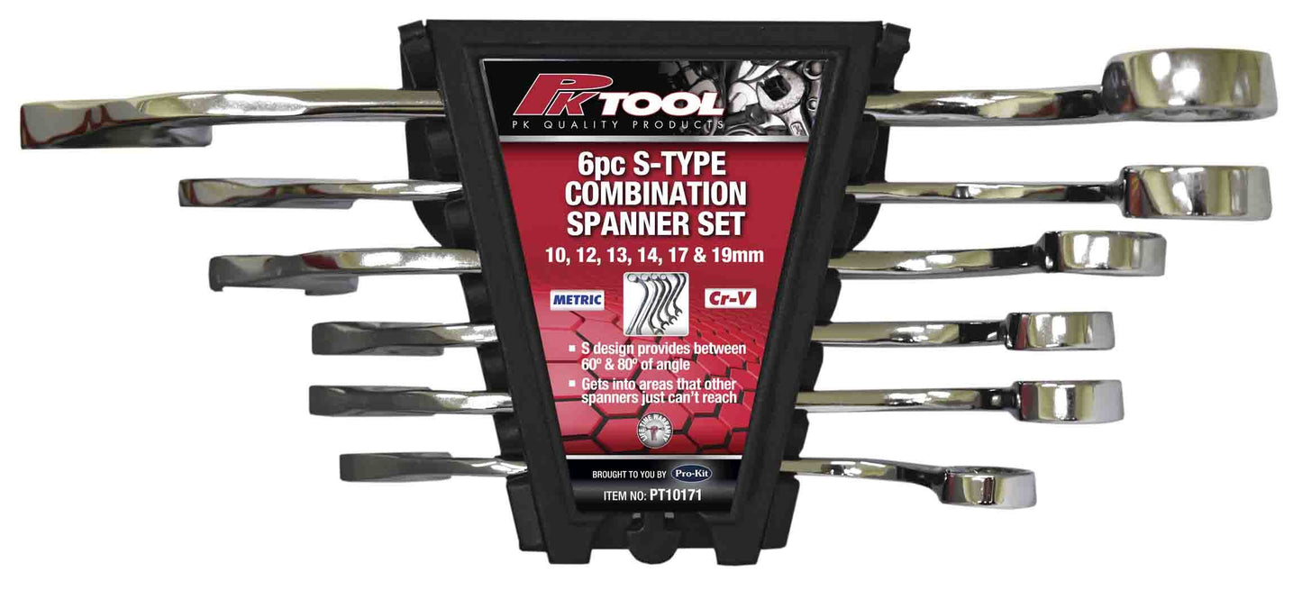 6pc METRIC Cr-V S-TYPE COMBINATION SPANNER SET