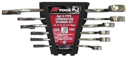 6pc METRIC Cr-V S-TYPE COMBINATION SPANNER SET