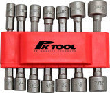 PKTool PT10808 - Nut Driver Set - Metric/AF 1/4" Hex Drive - 14 Piece